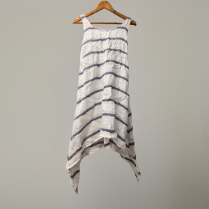 White Linen Dress | Blue Stripe, image