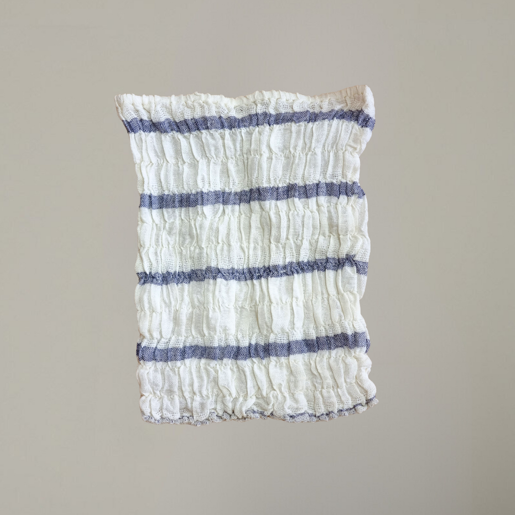 White Linen Bandeau Top | Blue Stripe, image