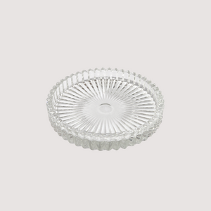 Ribbed Glass Candle Base Plate