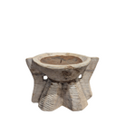 Indian Bleached Wood Candle Holder - Rustic Home Decor | C