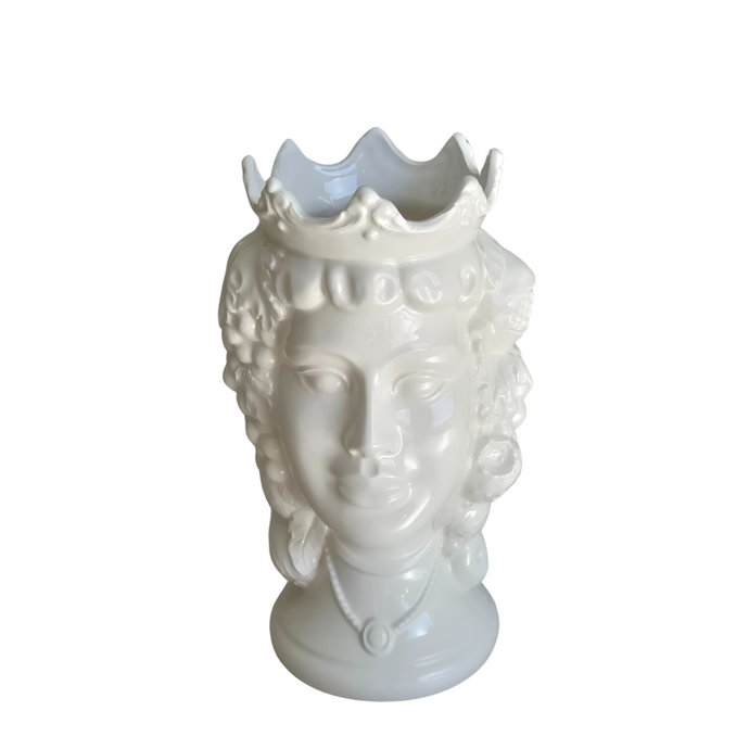 Antonia | Ivory White Moro Head - Sicilian Ceramic Vase