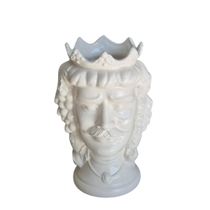 Alcaçari | Ivory White Moro Head - Sicilian Ceramic Vase
