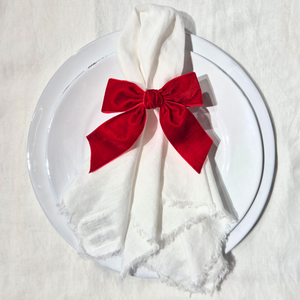 Velvet Bow Napkin Ring | Red