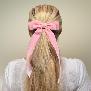 26CM Bow Barrette Hair Clip | Pink Velvet