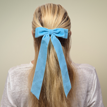 26CM Bow Barrette Hair Clip | Soft Blue Velvet