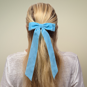 26CM Bow Barrette Hair Clip | Soft Blue Velvet