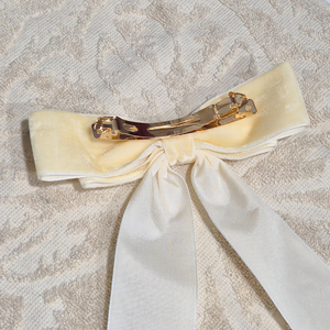 16CM Bow Barrette Hair Clip | Cream Velvet