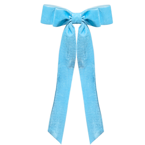 26CM Bow Barrette Hair Clip | Soft Blue Velvet