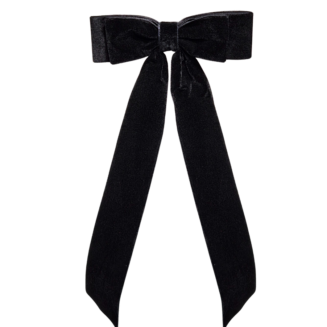 26CM Bow Barrette Hair Clip | Black Velvet