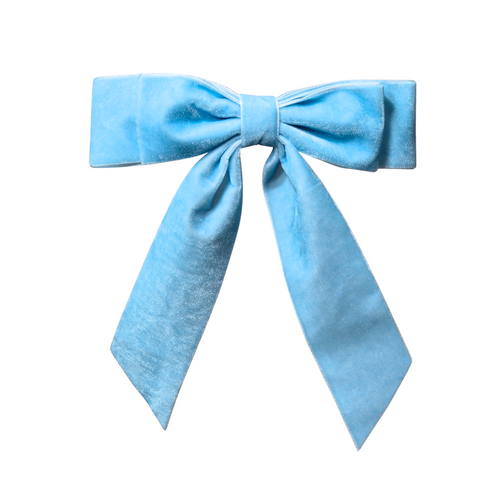 16CM Bow Barrette Hair Clip | Soft Blue Velvet