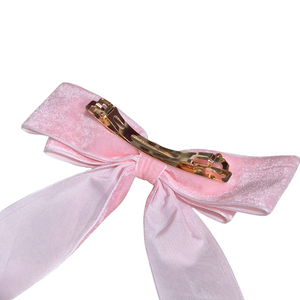 16CM Bow Barrette Hair Clip | Pink Velvet