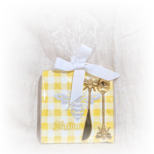 Bee Napkin × Bee Spreader & Spoon| Rosh Hashanah Gift Pack