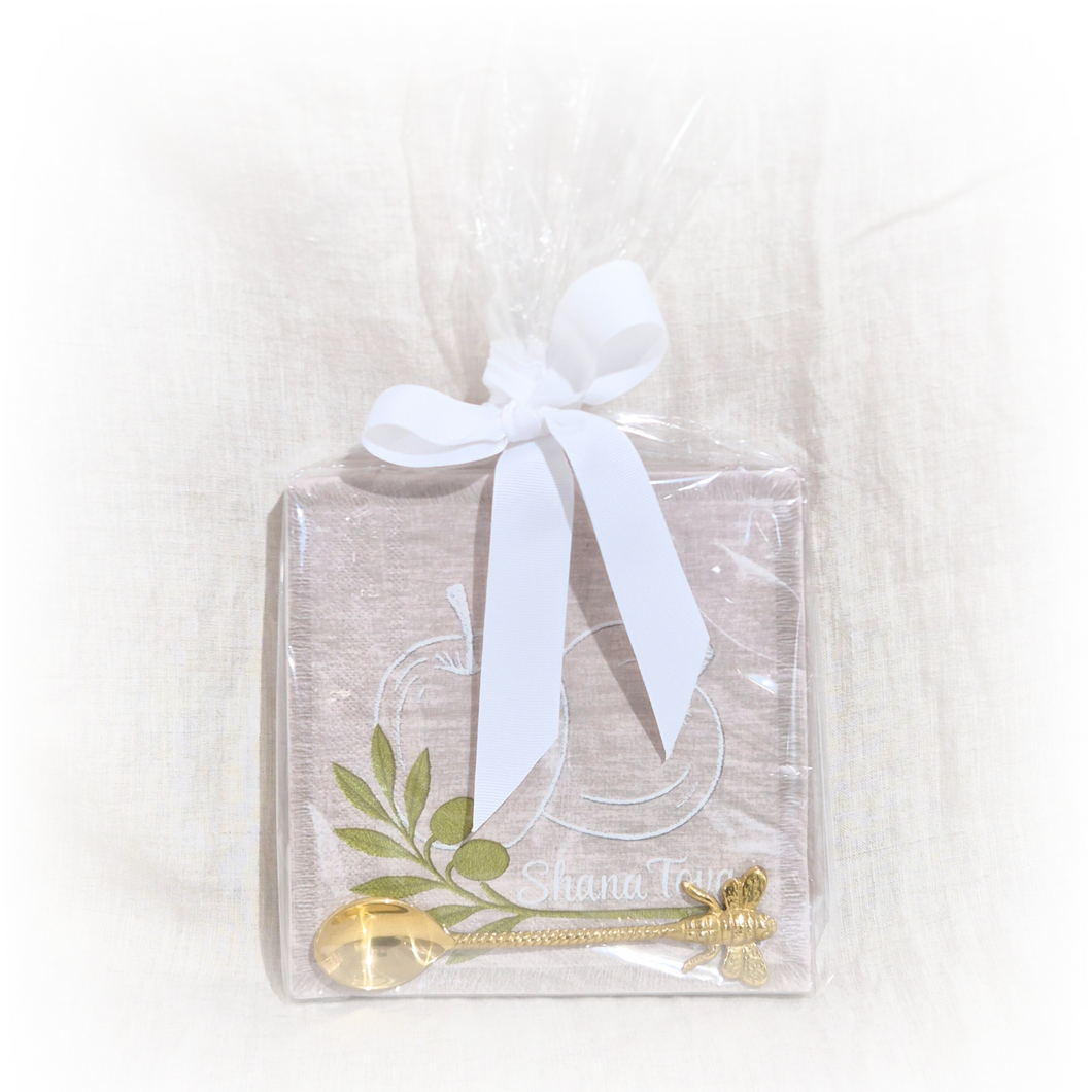 Apple Napkin × Bee Dip Spoon | Rosh Hashanah Gift Pack