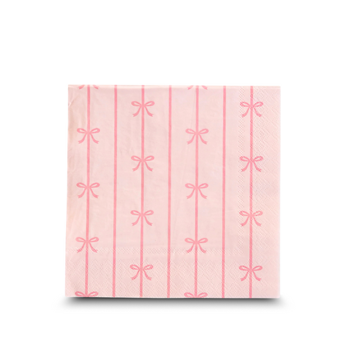 Pink Bow Disposable Lunch Napkins | Set-of-20