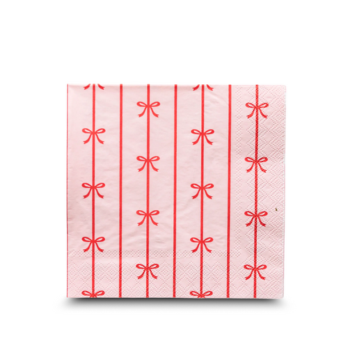 Red Bow Disposable Lunch Napkins | Set-of-20