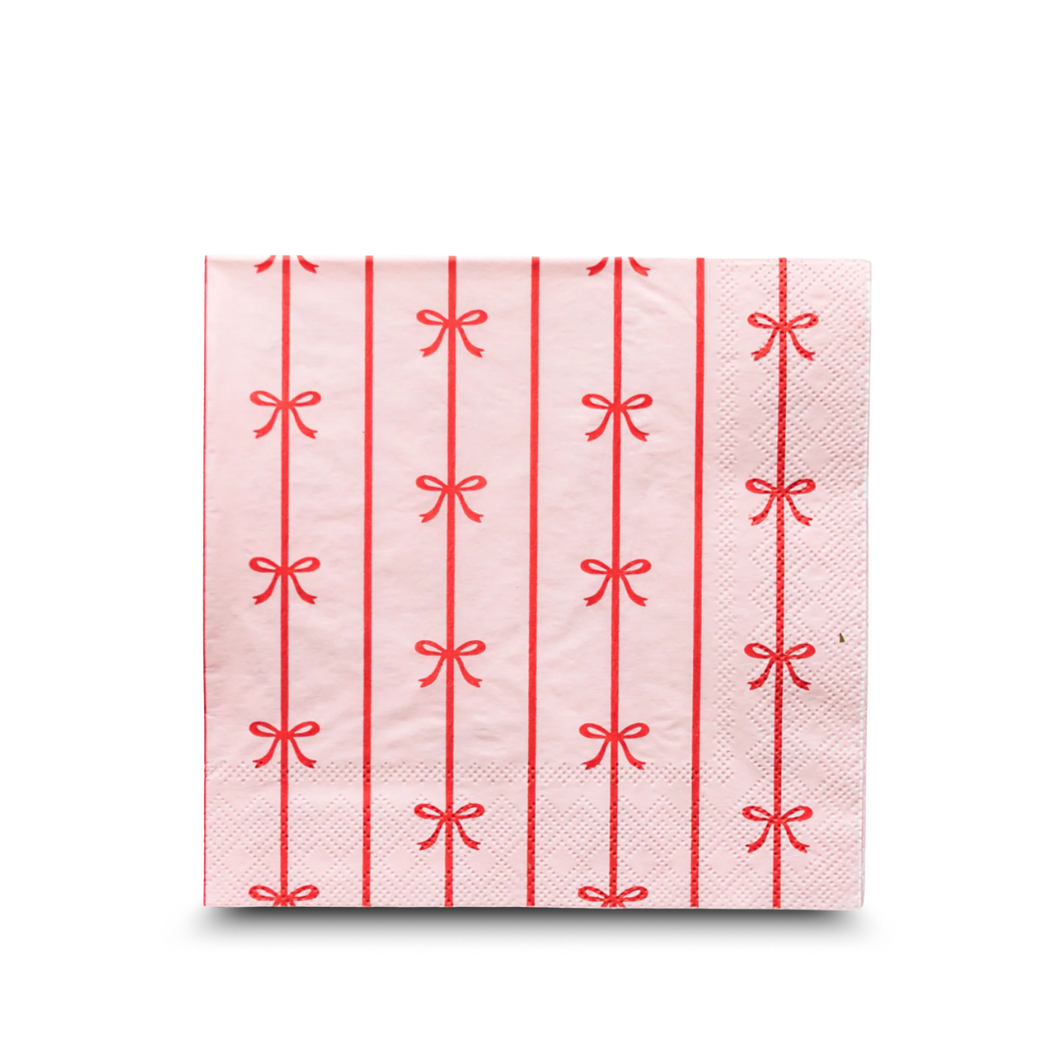 Red Bow Disposable Lunch Napkins | Set-of-20