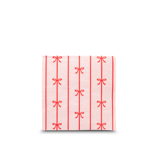 Red Bow Disposable Cocktail Napkins | Set-of-20