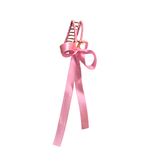 Pink Ribbon Bow Hair Claw Clip