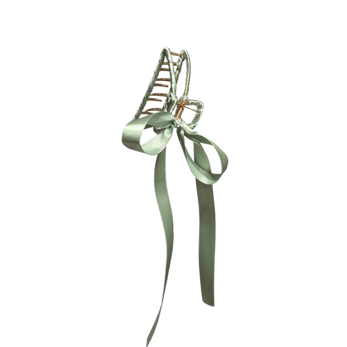 Green Bow Hair Claw Clip