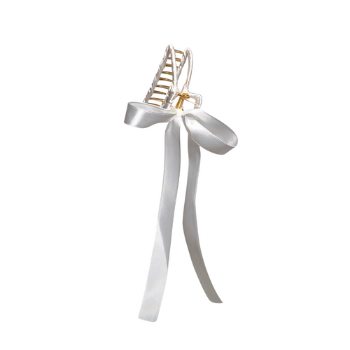 White Bow Hair Claw Clip