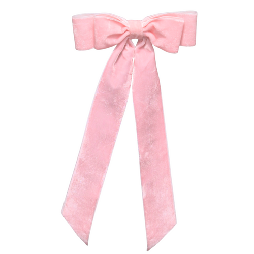 26CM Bow Barrette Hair Clip | Pink Velvet