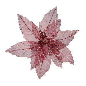 Frosted Red Poinsettia Clip-on Flower