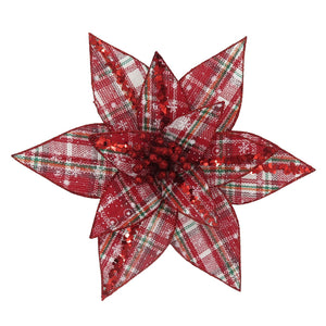 Tartan Poinsettia Clip-on Flower