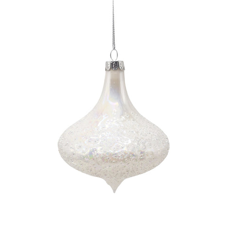 Sylvie Textured Glass Bauble - White Dew Drop