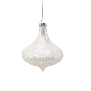 Sylvie Textured Glass Bauble - White Dew Drop