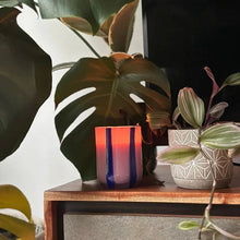 Purple/Blue Stripe Atina Candle | Blackcurrant & Oudh
