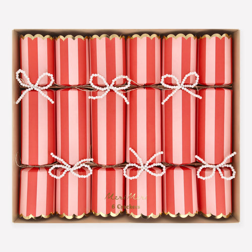 Pearly Striped Christmas Crackers | Pack of 6