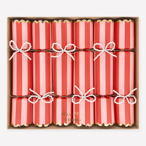 Pearly Striped Christmas Crackers | Pack of 6