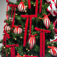 Teardrop Striped Glass Bauble | Riviera Red