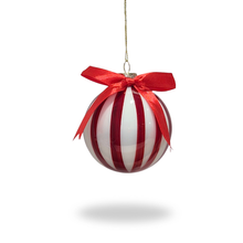 Round Striped Glass Bauble | Riviera  Red