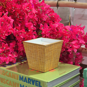 Large Amber Cachepot Candle | Rattan Print