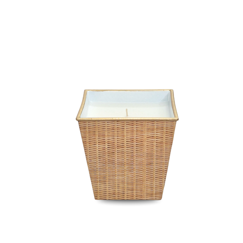 Large Amber Cachepot Candle | Rattan Print