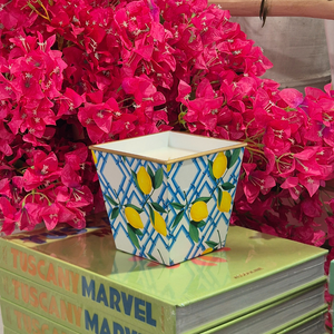 Large Amber Cachepot Candle | Lemon