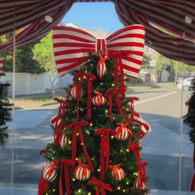Round Striped Glass Bauble | Riviera  Red