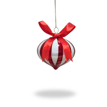 Onion Striped Glass Bauble | Riviera  Red