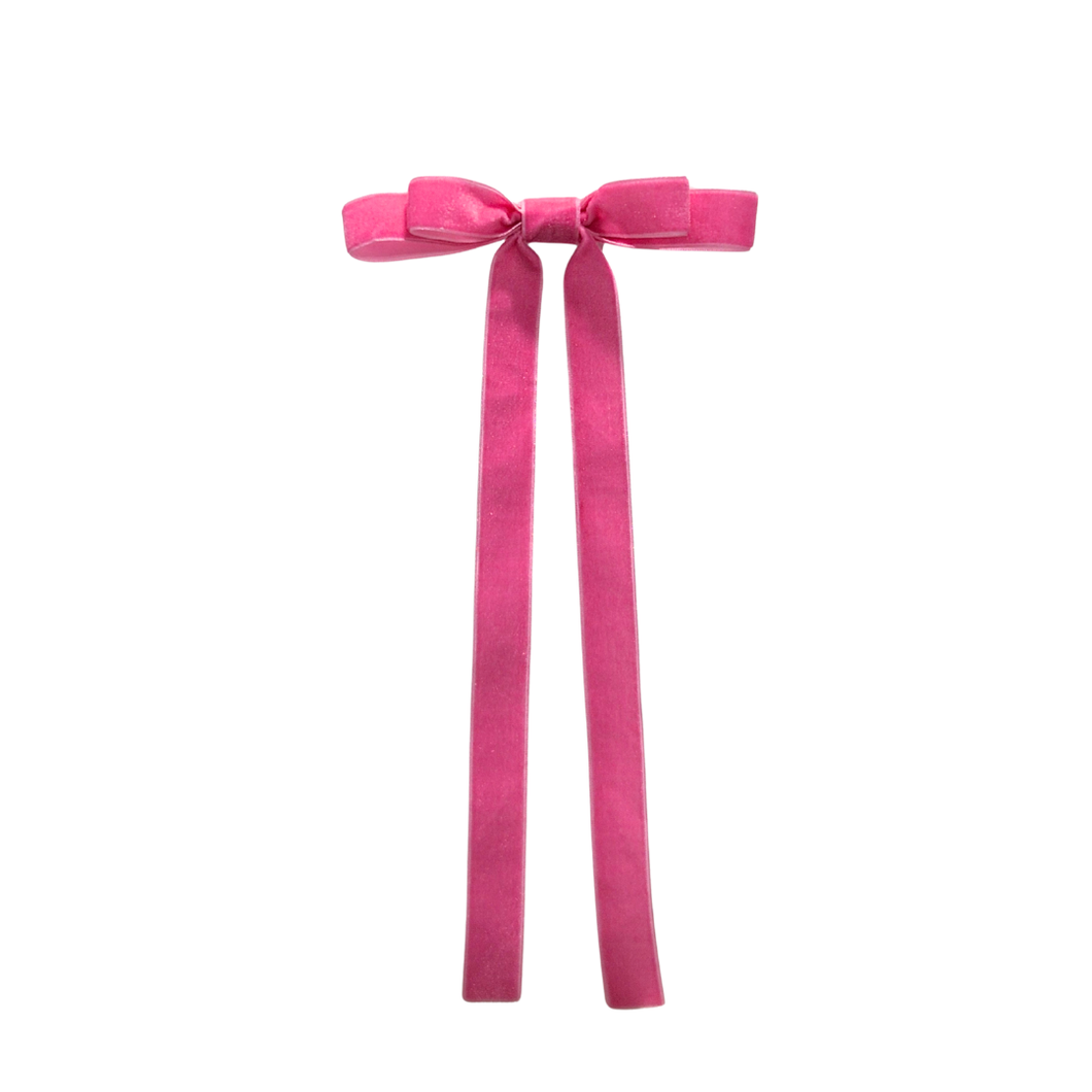 Pink Velvet Bow | Clip-on Ornament
