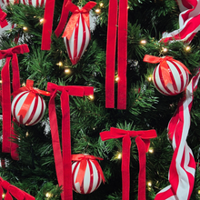 Round Striped Glass Bauble | Riviera  Red