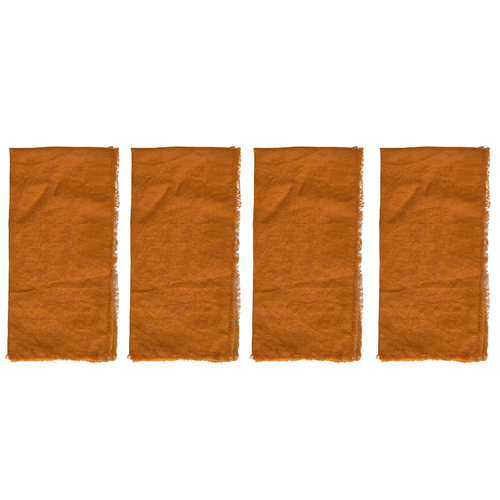 Comme Ça Burnt Orange Linen Serviettes Set - Terracotta
