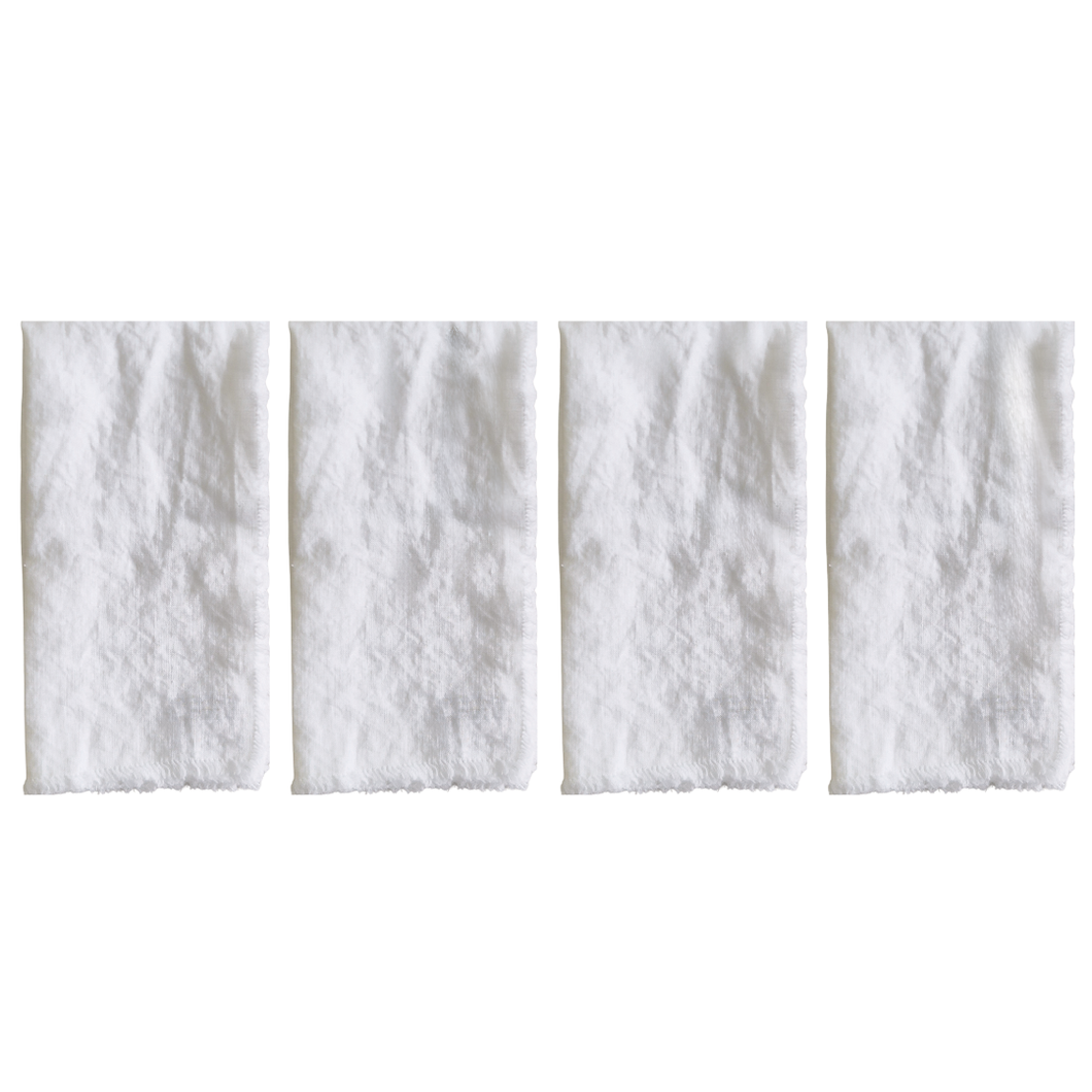 Comme Ça Frayed Edge Linen Napkins x 4 - White