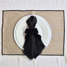 Comme Ça Frayed Edge Linen Napkins x 4- Black