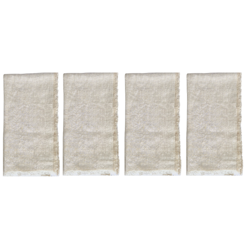 Comme Ça Frayed Edge Linen Napkins x 4 - Natural Beige