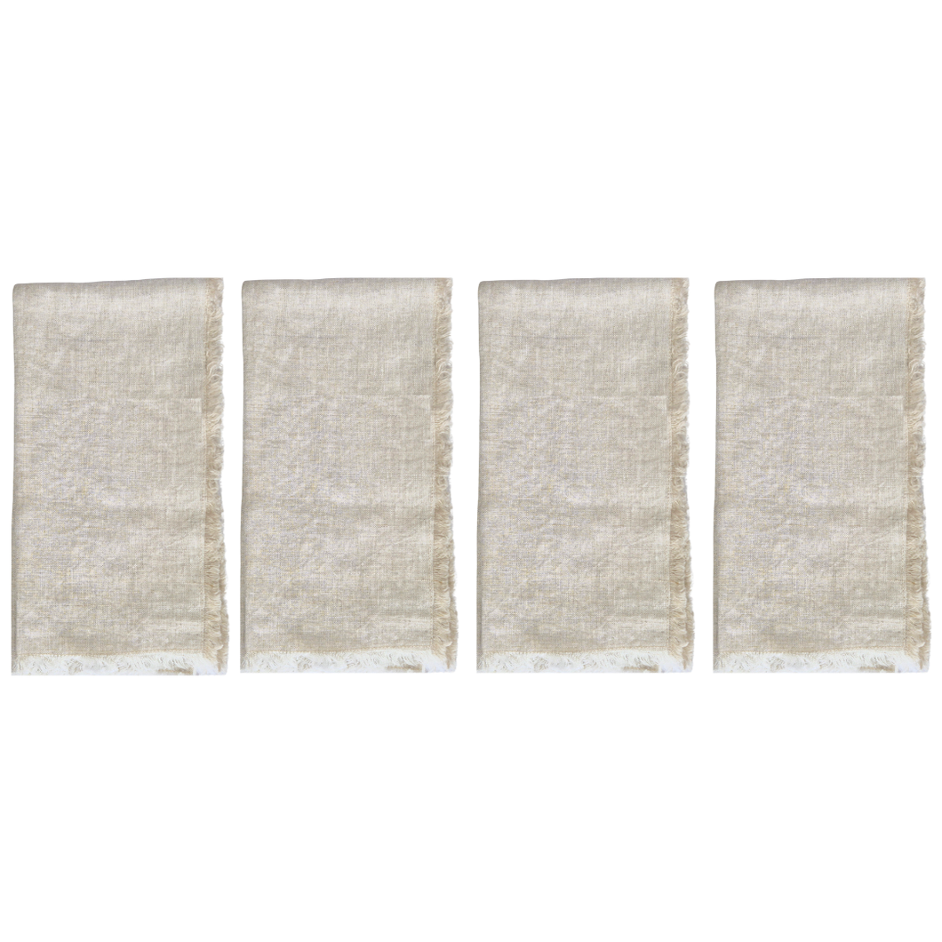 Comme Ça Frayed Edge Linen Napkins x 4 - Natural Beige