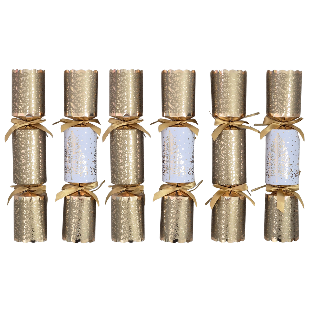 Gold Deluxe Christmas Tree Crackers | 6 Bonbons