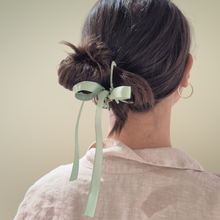 Green Ribbon Bow Hair Claw Clip