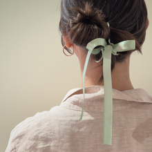 Green Ribbon Bow Hair Claw Clip