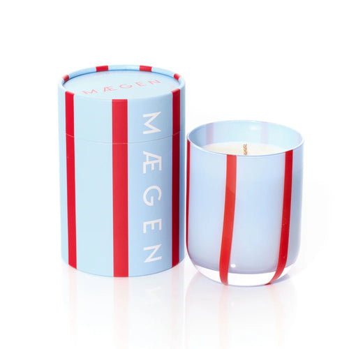 Blue Stripe Atina Candle | Tomato & Mint Leaf